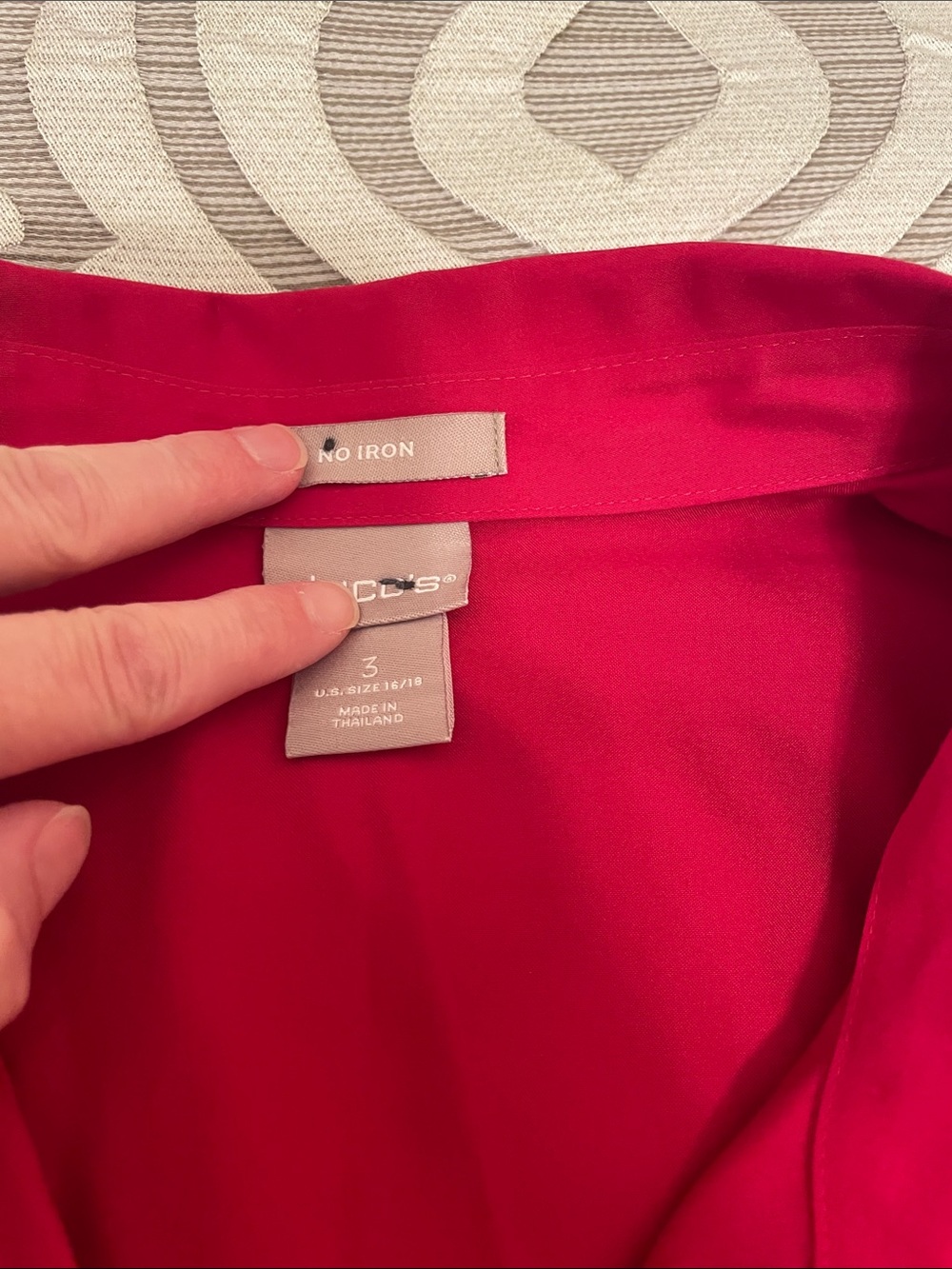 Chico's Bright Red No Iron Button-Down Tunic Top Size 3 - Picture 2 of 7